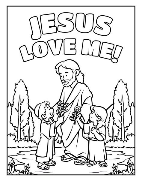 Jesus Loves Me Coloring Pages For Kids, Easter Jesus Coloring Pages, Jesus Loves Me Coloring Page, Jesus Coloring Pages Printables, Vpk Worksheets, Church Coloring Pages, Sunday School Coloring Sheets, Christian Coloring Pages, Coloring Bible