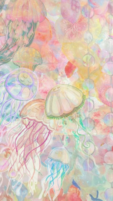 Aesthetic Jellyfish, Art Mignon, Ocean Wallpaper, Iphone Wallpaper Themes, Ocean Vibes, Mötley Crüe, Phone Layout, Cute Patterns Wallpaper, Dreamy Art