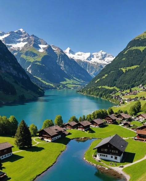 Switzerland Beautiful Places Nature, Swiss Village Alps Switzerland, The Swiss Alps, Beautiful Switzerland Nature, Swiss Alps Summer, Switzerland Beautiful Places, Switzerland Photos, Lungern Switzerland, Switzerland Beauty