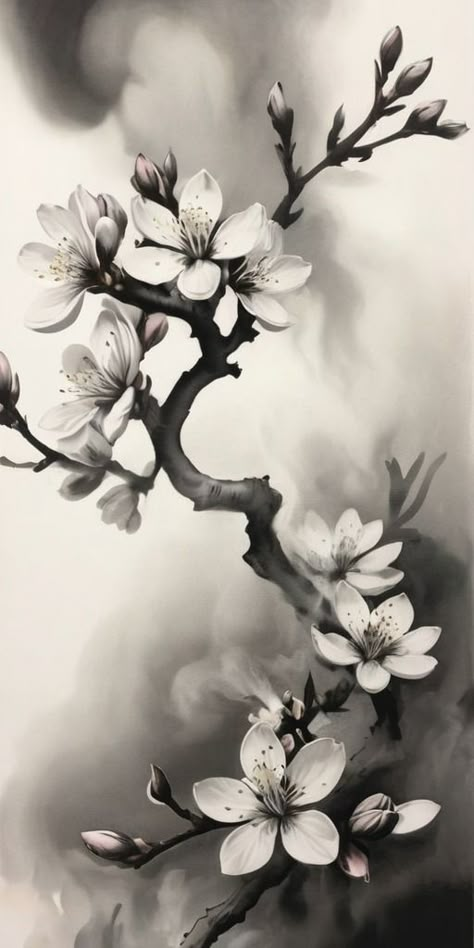 Japanese Flowers Tattoo Design, Almond Blossom Tattoo, Cherry Flower Tattoo, Sakura Tattoo Design, Blossom Tattoo Design, Realistic Flower Tattoo, Blossom Tree Tattoo, Sakura Tattoo, Almond Flower