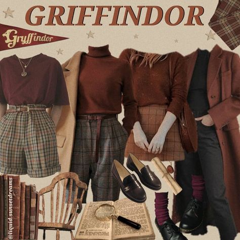 swipe for hogwarts house dark academia fits✨ . . . #moodboarding #moodboards #moodboarders #moodboardaccount #moodboard #moodboardaesthetic… Dark Academia Gryffindor, Gryffindor Academia Outfit, Gryffindor Outfits Aesthetic, Hogwarts Outfit Ideas, Harry Potter Outfit Ideas Casual, Gryffindor Outfit Ideas, Griffindor Outfits, House Dark Academia, Gryffindor Aesthetic Outfit