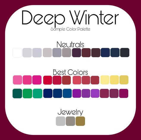 Nail Colors For Deep Winter, Deep Winter Color Clothes, Deep Winter Wardrobe Palette, Deep Winter Pallet Outfits, Deep Winter Pallet, Deep Winter Fashion Outfits, Color Palette Deep Winter, Deep Winter Work Outfits, Deep Winter Palette Outfits For Summer