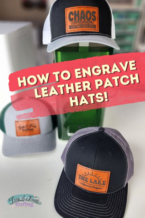 Learn how to easily engrave leather ette patches and then apply to a hat! Super and easy side hustle idea or as gifts for friends using faux leather and xTool F1 machine. Leather Circuit Projects, Diy Faux Leather Hat Tags, How To Make Leather Patches For Hats, Diy Leather Patch Hat, How To Engrave Leather Diy, Laser Hat Patches, Best Laser Engraving Machine, Cricut Leather Hat Patch Diy, Diy Hat Patch