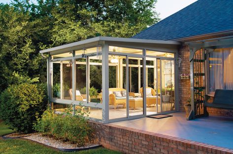 Three Season Sunrooms | 3 Season Sunrooms | Patio Enclosures | Patio Rooms | Betterliving Sunrooms by Craft-Bilt Sunroom Window Ideas, Enclosed Patio Ideas, Modern Conservatory, Deck Cover, Screened Porch Designs, Sunroom Addition, Glass Houses, Building A Porch, Sunroom Designs