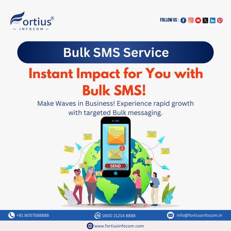 Connect instantly with customers via our Bulk SMS solutions! Send messages directly to your customers' inboxes and watch engagement soar! 💬🎉 #BulkSMS #BusinessBoost 👇 | ☎️ +91 80575 88888 | 📧 info@fortiusinfocom.in https://fortiusinfocom.com/bulk_sms/?type=Instagram Bulk Sms Marketing, Communication Strategy, Communications Strategy, Email Marketing Services, Sms Marketing, Web Technology, Online Entrepreneur, Web Hosting Services, Email Campaign