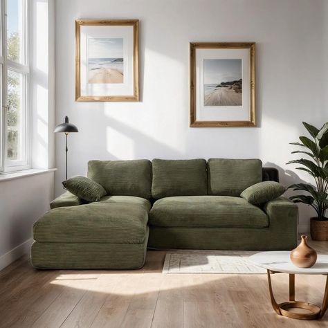 Modern L-Shape Modular Sectional Living Room Sofa Set Sleeper Sofa - Bed Bath & Beyond - 41424996 Cool L Shaped Sofa, L Shaped Couch In Small Living Room, Living Room Decor L Shaped Couch, L Shaped Green Sofa, Green L Couch, Couch In Corner, Green Couch Apartment, Green L Shaped Sofa, L Couch Living Room