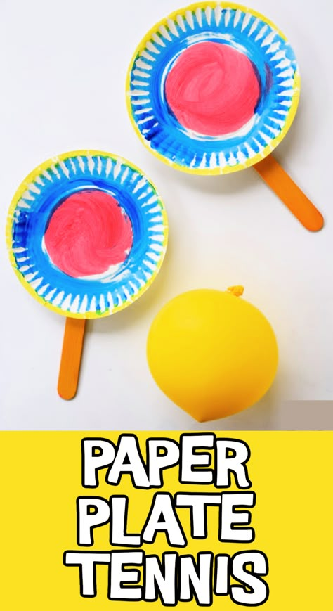 Paper Plate Balloon Tennis Game | Kids Activities Blog Sports Crafts For Toddlers, Summer Sports Crafts, Sports Theme Art, Balloon Tennis, Sport Themed Crafts, Kids Sports Crafts, Tennis Crafts, Olympic Games For Kids, Summer Preschool Crafts