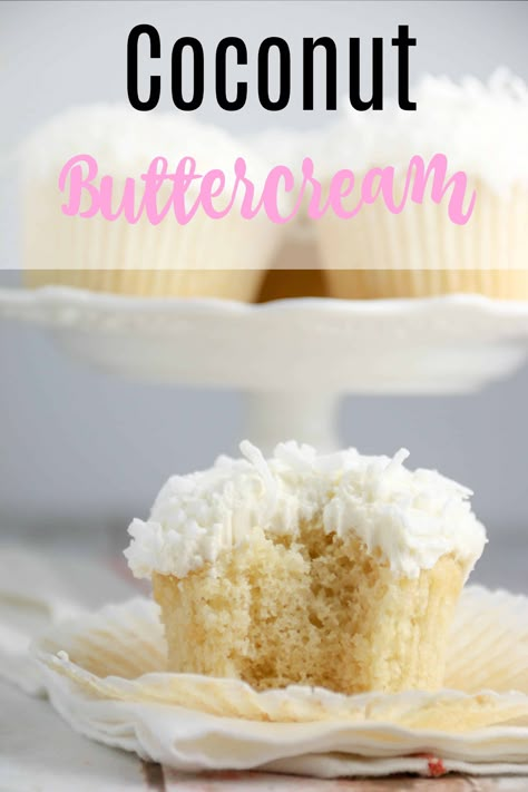 Coconut Buttercream Frosting Recipe, Buttercream Frosting Recipe Easy, Coconut Buttercream Frosting, Coconut Icing, Coconut Buttercream, Frosted Cupcakes, Coconut Extract, Frosting Recipes Easy, Coconut Cupcakes