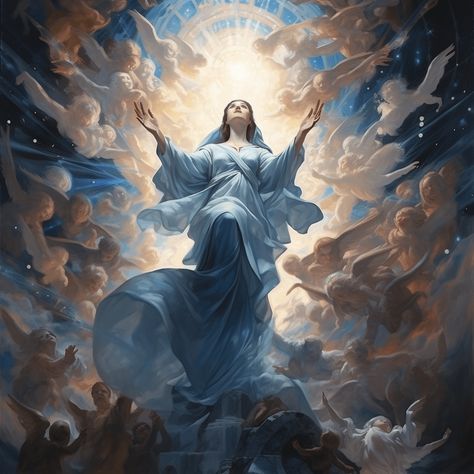 The Assumption Of Mary, Virgin Mary Painting, Assumption Of Mary, Virgin Mary Art, Mother Mary Images, Catholic Pictures, Jesus Wall Art, Jesus Christ Artwork, Catholic Images