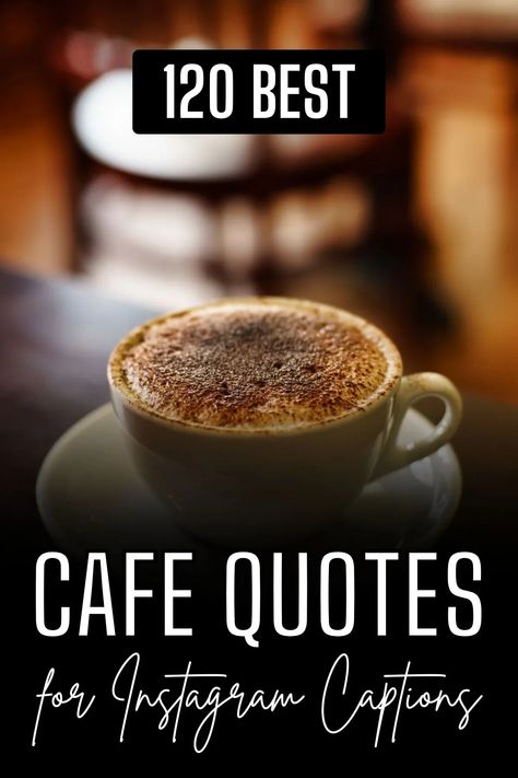 Thinking of perfect captions for your cafe-themed Instagram posts? Look no further! Our blog post has got you covered with 120 hand-picked quotes that will make your coffee-loving followers go wild. From funny and relatable to inspirational and poetic, these captions will add that extra spark to your cafe pics. So grab your latte and start scrolling through this treasure trove of cafe quotes. Funny Cafe Quotes, Quotes For Coffee Shop, Barista Quotes Coffee, Coffee Shop Quotes Cafes, Quotes About Coffee And Love, Coffee Social Media Design Ideas, Cafe Captions Instagram Post, Cafe Quotes Instagram, Cafe Hopping Caption