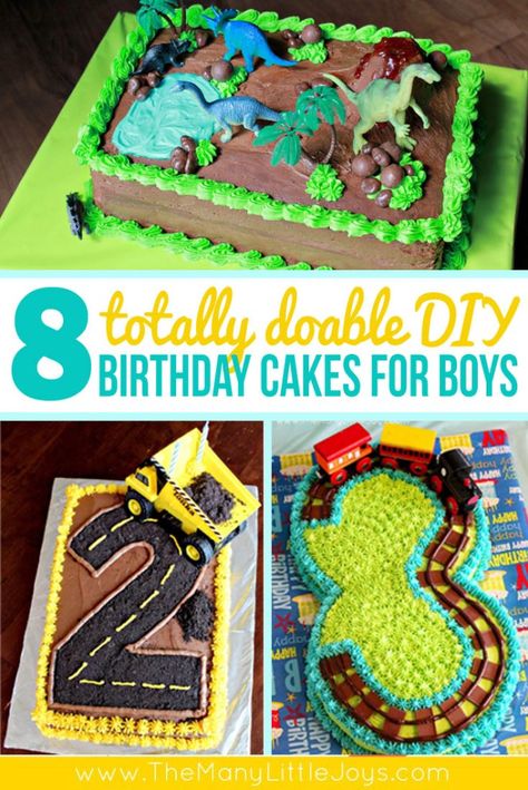 Have a birthday boy in your house and need some inspiration? These eight totally-doable DIY birthday cakes for boys have got you covered. 8th Birthday Cakes For Boys, Easy Birthday Treats, Boy Birthday Cake Ideas, Diy Birthday Cakes, Toddler Birthday Cakes, Birthday Cakes For Boys, Toddler Boy Birthday, Boys Birthday Cakes, 8th Birthday Cake