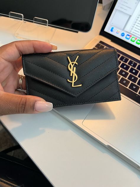 Small black cavier YSL evelope wallet Ysl Wallet, Trendy Purses, Luxury Bags Collection, Wallets For Men, Cute Wallets, Girly Bags, Va Va Voom, Fancy Bags, Luxury Wallet