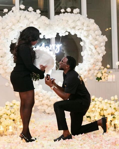 The Beginning of Forever 💍🤍♾️ #blacklove #marriageproposal #marryme #blackcouples #isaidyes #shesaidyes #engaged #bridetobe #proposal #proposaldecor Congrats @lizzy_baybe 🎊 🤎 🎥: @r.e.m.videoandphotography 🎻: @parkweststrings2019 💐: @floress_rojas 🎈: @balloonsbymisorge 🤍: @party.etc 🚘: @g5limo 🍽️: @theofficialbosschef 📸: @ss.studi0 🎇: @chicagoavrentals #dreamproposal #bemywife #willyoumarryme #feyonce Black Couple Getting Married, Black Engaged Couples, Happy Marriage Photos, Proposal Aesthetic Black Couple, Wedding Proposals Black Couple, Black Woman Proposal, Dinner Proposal Ideas, Proposal Pictures Black Couples, Marriage Black Couple