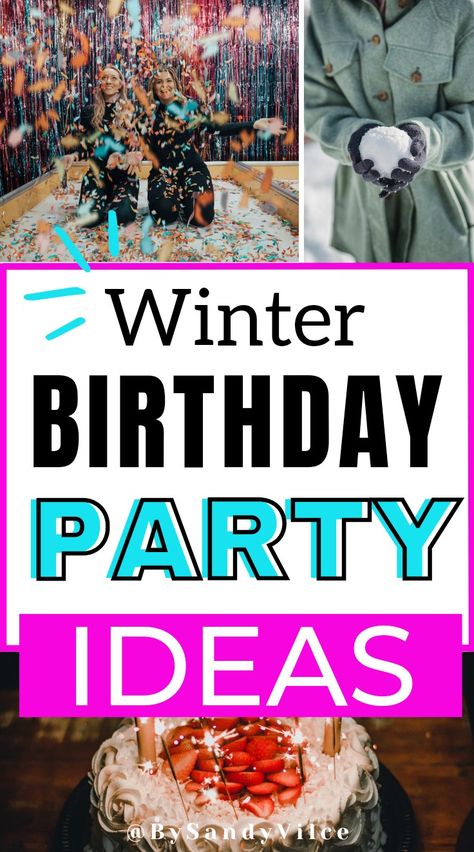 Winter birthday party ideas Unique Birthday Party Ideas For Adults, Winter B Day Party Ideas, 60th Winter Birthday Party Ideas, Birthday Activity Ideas At Home, 30th Winter Birthday Party Ideas, Winter 60th Birthday Party, Birthday Adventure Ideas, December 30th Birthday, Winter Party Activities For Adults