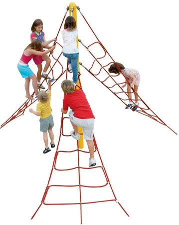 Star Seeker Climber - Single Post with Three Triangular Cable Nets - Ages 5-12 - Landscape Structures Png Collage, Render People, Playground For Kids, Commercial Playground Equipment, Urban Intervention, Playground Set, Kids Climbing, Kindergarten Design, Landscape Structure