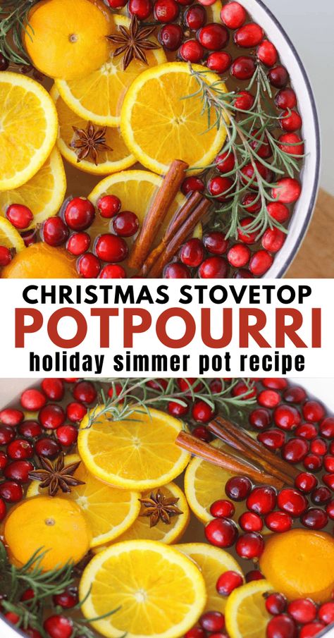 Having this Christmas potpourri recipe simmering in a pot of hot water on the stovetop will make your house smell delicious and festive! Make it fresh or dried to give as gifts! Stove Potpourri, How To Make Potpourri, Holiday Potpourri, Homemade Potpourri, Dried Potpourri, Potpourri Gift, Simmer Pot Recipes, Stove Top Potpourri, Simmering Potpourri