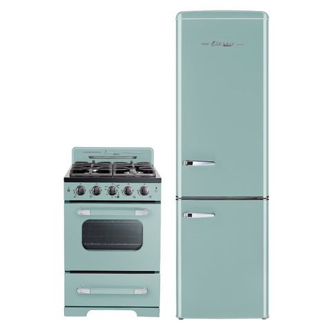 Unique Classic Retro 22" Bottom Freezer Energy Star 9 Cu. Ft. Refrigerator & Reviews | Wayfair Retro Fridge Kitchen, Tiny House Kitchen Appliances, Apartment Size Appliances, Large Kitchen Appliances, Apartment Refrigerator, Retro Farmhouse Kitchen, Kitchen Tiny, Unique Appliances, Color Refrigerator