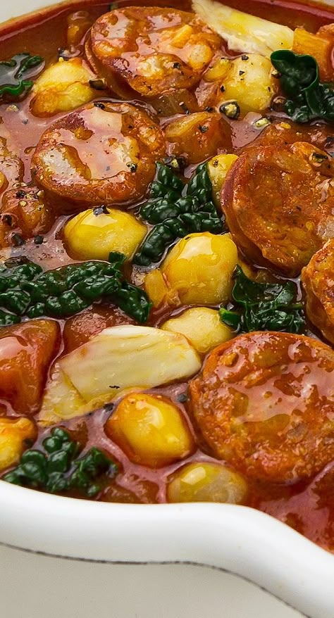 Chorizo And Kale Soup, Chorizo Recipes Soup, Portuguese Crockpot Recipes, Chorizo Kale Soup, Slow Cooker Kale Soup, Portuguese Kale Soup Chorizo, Chorizo Sausage Soup, Portugese Kale Soup, Slow Cooker Kale