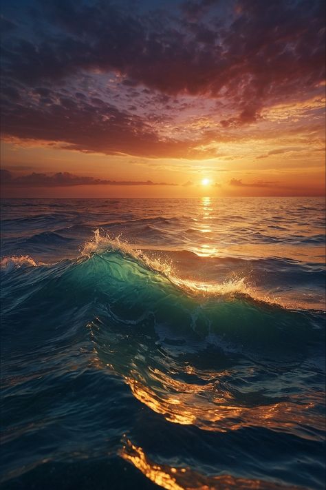 Sunset Seascape Photography, Landscapes To Draw, Paintings Sunset, Raging Sea, Paintings For Bedroom, Sunset Paintings, Ocean Waves Photography, Ocean Sunsets, Sky Paintings