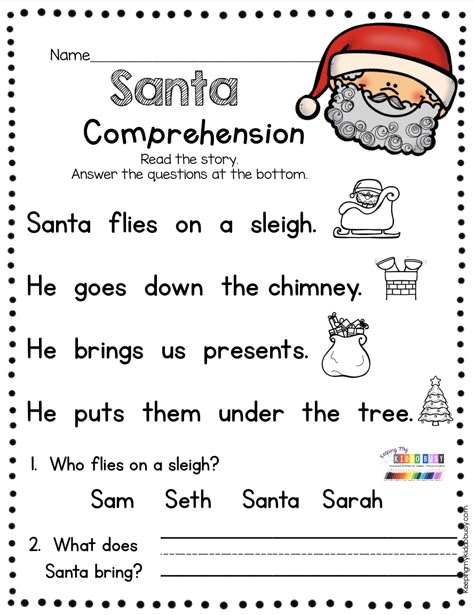 Christmas Sentences Writing, Christmas Worksheets For Kids 1st Grades, Story For Kindergarten, Christmas Reading Activities, Christmas Worksheets Kindergarten, Christmas Worksheet, Christmas Reading Comprehension, December Reading, Ingles Kids