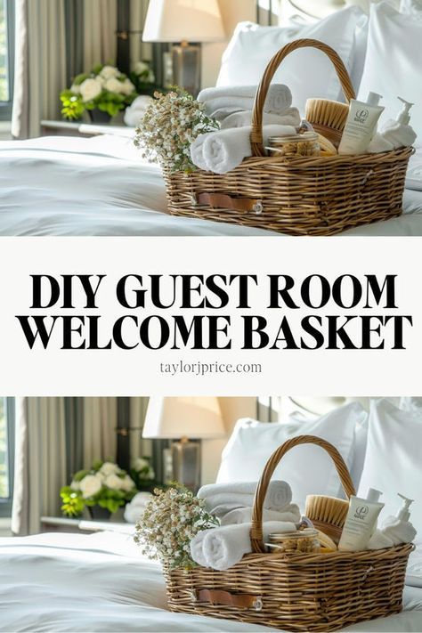 This is everything you should and should NOT put into a guest room welcome basket -- some of these might surprise you! House Guest Welcome Basket Ideas, Guest Room Welcome Basket Ideas, Welcome Basket Ideas, Diy Guest Room, Guest Gift Basket, Guest Room Baskets, Guest Welcome Baskets, Guest Room Welcome, Guest Basket