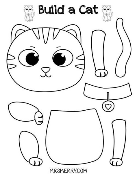 Cat Template, Free Printable Crafts, Printables Free Kids, Cat Kids, Animal Crafts For Kids, Daycare Crafts, Printable Activities For Kids, Printables For Kids, Cat Crafts