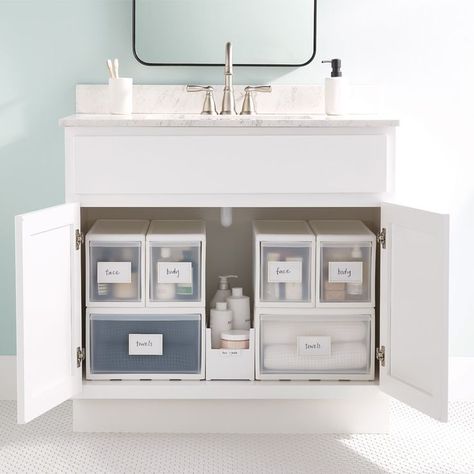 Bathroom Sink Storage Ideas, Dorm Bathroom Organization, Bathroom Under Sink Storage, Kids Bathroom Organization, Under Bathroom Sink, Bathroom Under Sink, Bathroom Sink Organization, Bathroom Drawer Organization, Bathroom Containers