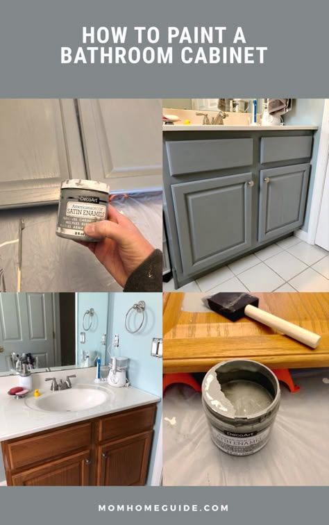 Paint Bathroom Cabinets, Painted Vanity Bathroom, Beautiful Bathroom Vanity, Bathroom Diy Ideas, Bathroom Cabinets Diy, Paint Bathroom, Painting Bathroom Cabinets, Painted Bathroom, Vanity Makeover