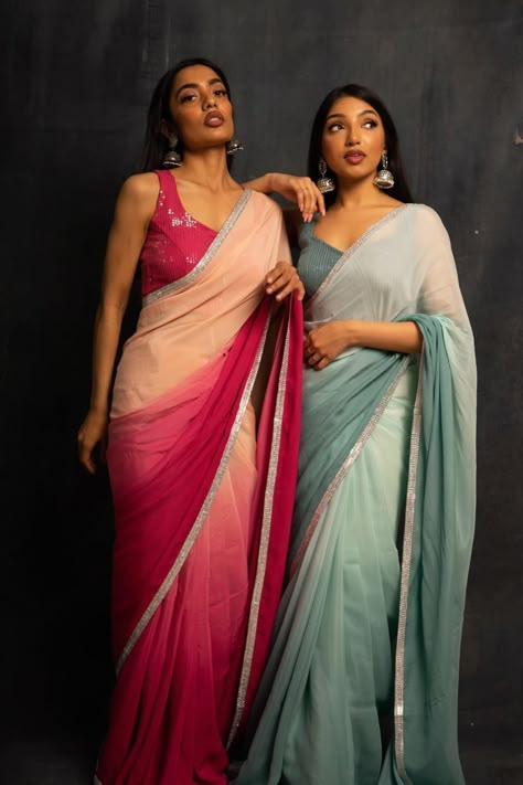 New Sarees, New Dress Design Indian, Ombre Saree, Sarees For Girls, Saree Wearing Styles, Simple Saree Designs, Bridesmaid Saree, Fashionable Saree Blouse Designs, Fancy Sarees Party Wear