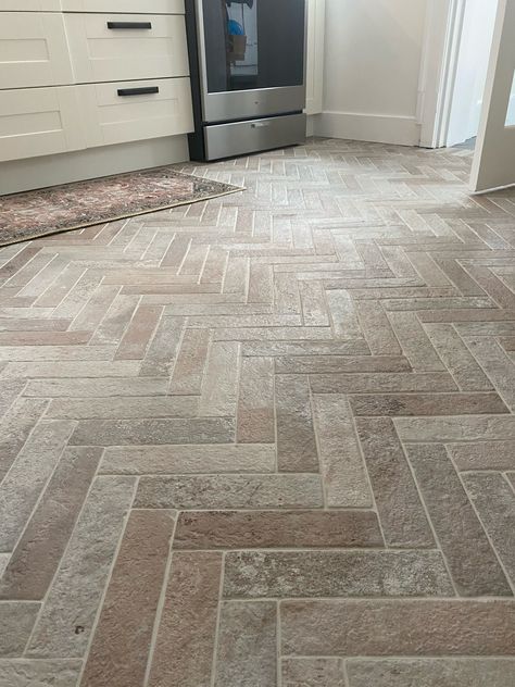 Brick pattern in herringbone....😍😍 Herringbone Brick Backsplash, Brick Tile Floor, Herringbone Brick Floor, Herringbone Brick, Herringbone Tile Floors, House Ceiling, Circle Drive, House Ceiling Design, Brick Backsplash