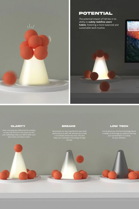 Boost Productivity with Innovative Fall Desk Lamp, A Visual Reminder for Work-Life Balance. Learn More! Coffee Product Design, Lamp Design Creative, Creative Products, Workplace Lamp, Interactive Product Design, Interaction Design Product, Innovative Lamp Design, Creative Product Design, Industrial Design Product