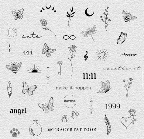 Small Tattoo Danty, Tiny Tats With Meaning, Mini Tats Small Tattoos, Fine Line Bee Tattoo, Tato Flash, Sticker Sleeve, Puzzle Tattoos, Coordinates Tattoo, Mini Tats