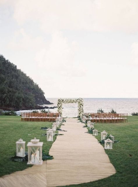 A water front wedding day is perfect for a bride and groom that wants a 360 view every way they turn. Click on the link to see more waterfront locations that are perfect for your big day.  #weddingvenues #destinationwedding #waterfrontwedding #weddingideas Tropical Wedding Venue, Beach Wedding Locations, Wedding Venues Hawaii, Water Wedding, Waterfront Wedding, Beach Wedding Decorations, Maui Wedding, Wedding Ceremony Ideas, Hawaiian Wedding