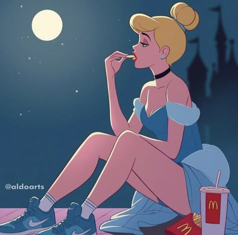 Modern Cinderella Art, Cenicienta Aesthetic, Cinderella With Prince, Princess Fan Art, Emo Disney, Princess Artwork, Cinderella Art, Punk Disney Princesses, Punk Disney