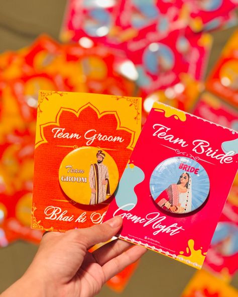 PERSONALIZED BADGES [Explore page, Explore more, personalized badges, team groom, team bride] Sangeet Night, Team Groom, Personalised Badges, Custom Chocolate, Outdoor Wedding Decorations, Team Bride, Pin Badges, Bride Groom, Outdoor Wedding