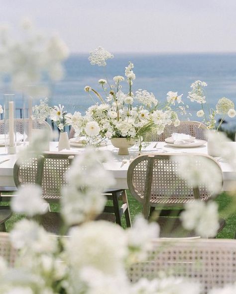 Garden Party Wedding Table, Church Wedding Decorations, Ocean Wedding, Aisle Flowers, Ocean Sounds, Venue Decor, Floral Arrangements Wedding, Garden Party Wedding, Wedding Table Decor