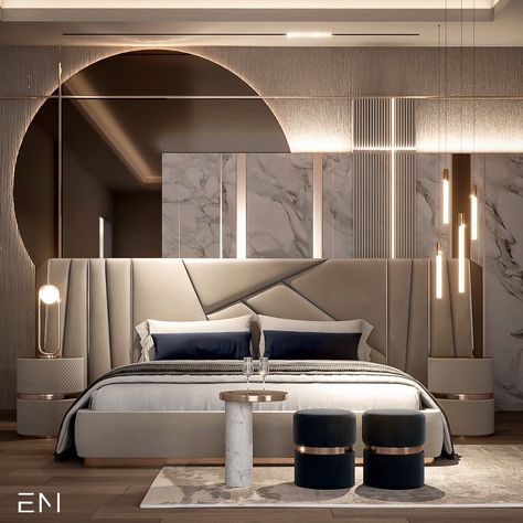 Wallboard Bedroom, Modern Zen Bedroom Ideas, Unique Bed Designs Master Bedrooms, Bed Back Design, Unique Bedroom Design, Bg Design, Bedroom Interior Design Luxury, Modern Luxury Bedroom, Bed Design Modern