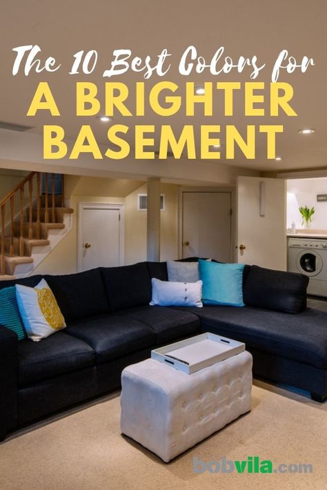 10 Basement Paint Colors - Bob Vila Basement Wall Colors Paint, Best Paint Colors For Basement Walls, Finished Basement Wall Colors, Paint Colors For Basement Family Room, Basement Floor Colors, Basement Family Room Paint Colors, Paint Colors For Basement Walls, Behr Gray Paint Colors, Basement Colours