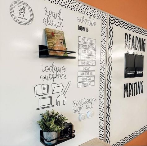 Classroom Fridge, Classroom Decoration Ideas, Classroom Whiteboard, Teaching Classroom Decor, Elementary Classroom Themes, Middle School Classroom Decor, Classroom Planning, Ideas For Teachers, Classroom Makeover