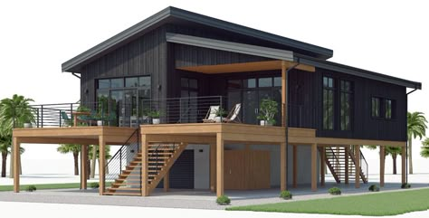 house design house-plan-ch539 3 Stilt House Plans, Stilt Home, Elevated House, Carriage House Plans, Coastal House Plans, Two Story House, House On Stilts, Beach House Plans, Garage House Plans