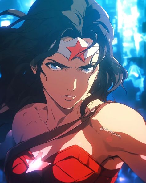 Superhero Anime Art, Superman Animation, Wonder Woman Animated, Wonder Woman Fan Art, Power Girl Dc, Marvel Comics Women, Dc Comics Girls, Dc Super Heroes, Wonder Woman Art