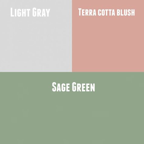 Sage Rooms Bedrooms, Bedroom Color Schemes Pink And Green, Pastel Green Walls Bedrooms, Sage Green And Pink Color Scheme, Sage Pink Gold Bedroom, Sage Green And Pink Bedroom Accent Wall, Sage Green And Blush Living Room Ideas, Blush Pink And Sage Green Office, Green Pink Grey White Color Palette