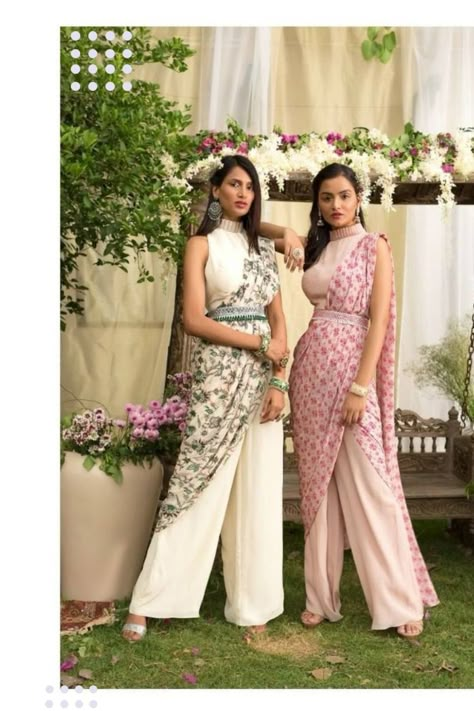 Indowestern Outfits Women, Fusion Wear Indian, Indowestern Fashion, Indowestern Saree, Indian Outfits Modern, Indowestern Dresses, Pant Saree, Wedding Outfits For Women, Trendy Outfits Indian