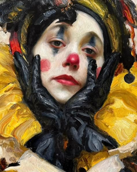 “Tired Jester” by Nihad Aghazadeh. Oil on canvas, 90/60 sm. The price is 3500 EURO including WW shipping. The role of Jester in Medieval times was very complicated. On the one hand, the Jester was the lowest rank on the King’s court. However, the jester could often speak frankly to the king and even ridicule him and never have any consequences for his actions. Traditionally, he had immunity from the punishment. It was considered a bad manner to punish or execute a Jester. As nobles could no... Female Court Jester, Medieval Jester Art, Medieval Court Jester, Jester Art Male, Jester Color Palette, Medieval Jester Aesthetic, Dark Jester Aesthetic, Jester Pose Reference, Jester Medieval