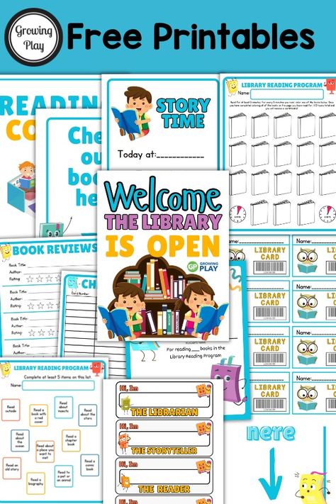 Library Pretend Play Free Printables - Growing Play Library Pretend Play Free Printables, Pretend School Printables Free, Library Dramatic Play Free Printables, Grocery Store Pretend Play Free Printables, Pretend Play Library, Library Pretend Play, Pretend Play Free Printables, Free Dramatic Play Printables, Library Dramatic Play