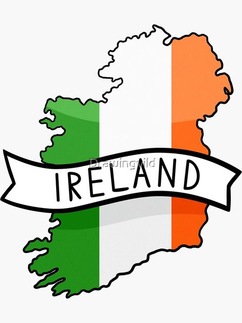 "Ireland Flag Map Sticker" Sticker by Drawingvild | Redbubble Ireland Stickers, Valentines Door Decorations Classroom, Irish Quilt Patterns, Irish Quilt, Houses In Ireland, Ireland Aesthetic, Ireland Art, Cartoon Map, Map Logo