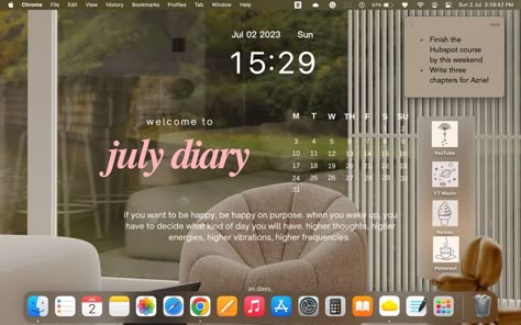 Aesthetic Mac Desktop Ideas, Aesthetic Desktop Homescreen, Background Aesthetic For Macbook, Laptop Ideas Desktop, Macbook Theme Aesthetic, Ipad Laptop Setup, Homescreen Layout Laptop, Aesthetic Mac Homescreen, Macbook Air Homescreen Layout