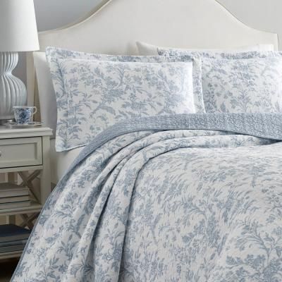 Amberley Floral Cotton Quilt Set King Quilt Bedding, Laura Ashley Bedding, King Quilt Sets, Cotton Quilt Set, Blue Quilt, Bed Linen Sets, Twin Quilt, Blue Quilts, King Quilt