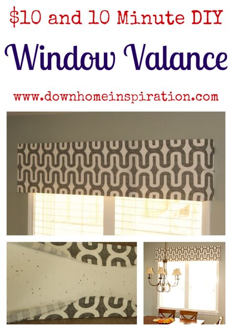 $10 and 10 Minute DIY Window Valance - Down Home Inspiration Diy Window Valance, Diy Valance, Kitchen Window Valances, Window Valances, Diy Window Treatments, Viria, Diy Window, Window Valance, Decoration Inspiration