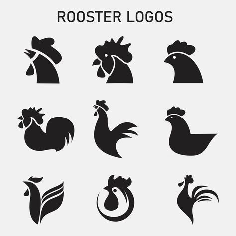 Black Rooster Logo Vector Set Design Stock Vector Illustration of farm Rooster Logo Design, Chicken Restaurant Logos, Black Grouse, Chicken Icon, Chicken Graphic, Rooster Vector, Rooster Illustration, Rooster Logo, Chicken Logo